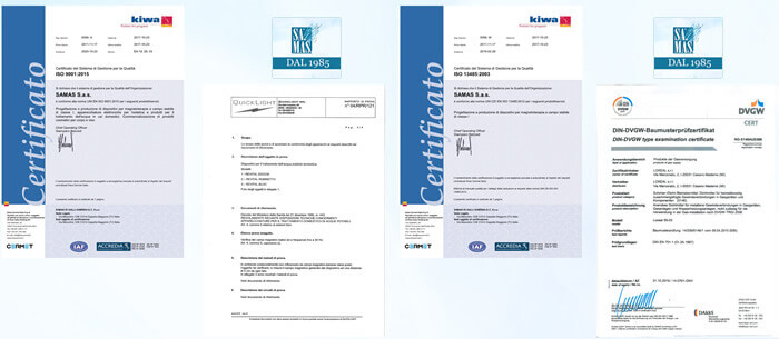 Certificazioni di qualità del prodotti per acqua di casa Revital